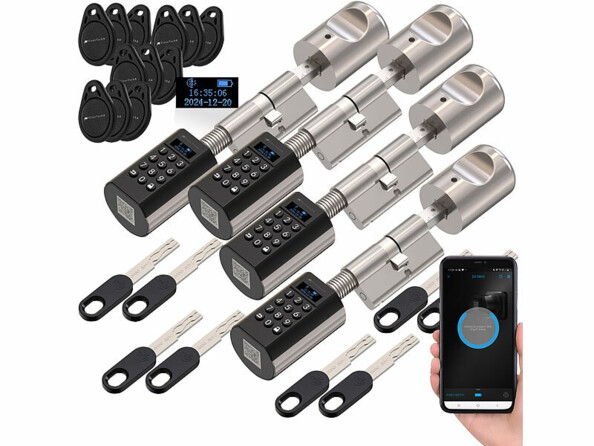 Pack de 4 cylindres de porte électroniques connectés avec écran de la marque VisorTech