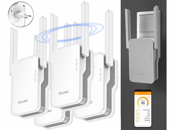 Pack de 4 répéteurs wifi Dual Band 3000 Mb/s WLR-3000.ax de la marque 7links