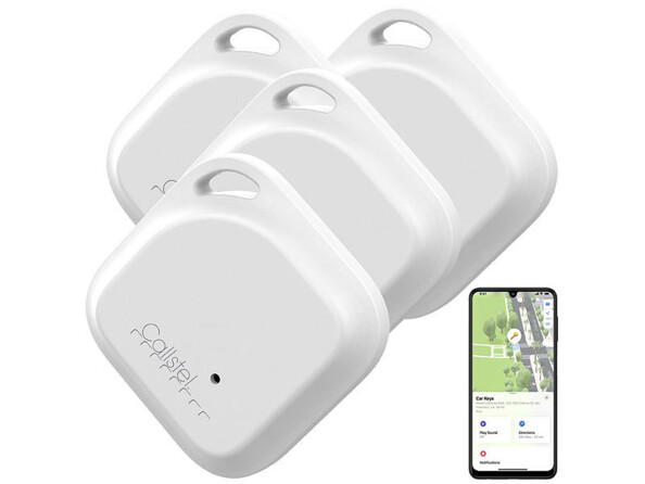 Pack de 4 porte-clés siffleur avec 4 piles bouton et mode d'emploi en français