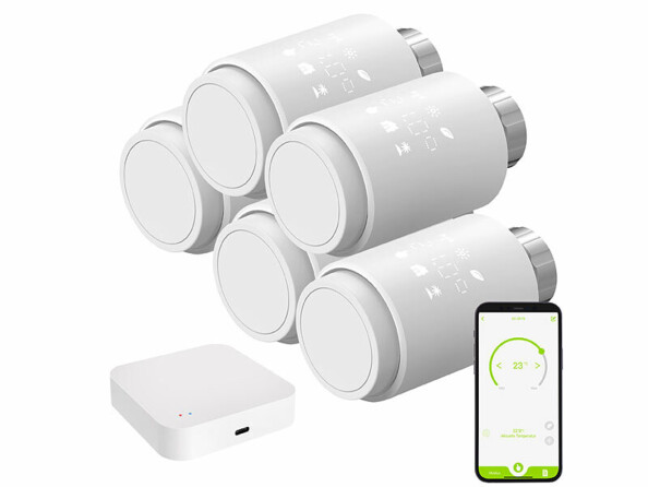 5 têtes thermostatiques ZigBee connectée pour radiateur avec passerelle