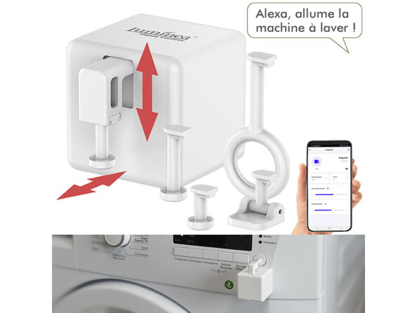 Actionneur d'interrupteur connecté avec commandes vocales mise en situation avec smartphone