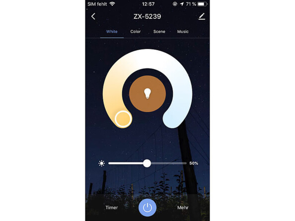Ampoule LED E27 RVB-CCT 9 W / 806 lm LAV-302.zigbee compatible ZigBee capture d'écraan smartphone