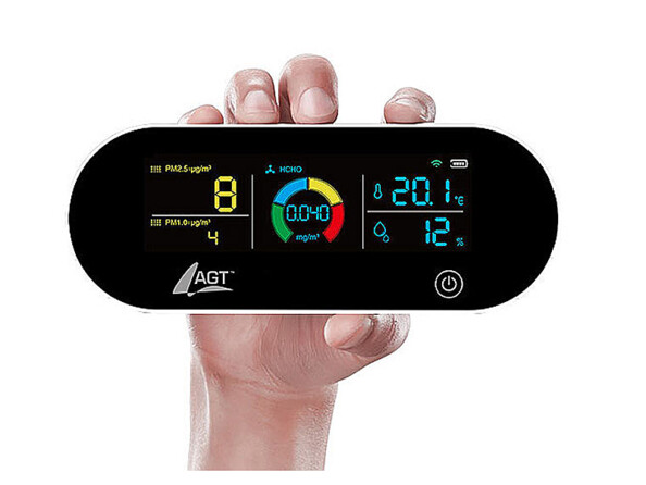 Appareil de mesure de la qualité de l'air connecté AGT. Système de voyants pour affichage de la qualité de l'air