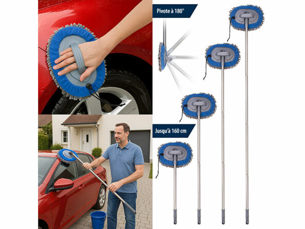 Brosse et gant de lavage auto télescopique 160 cm