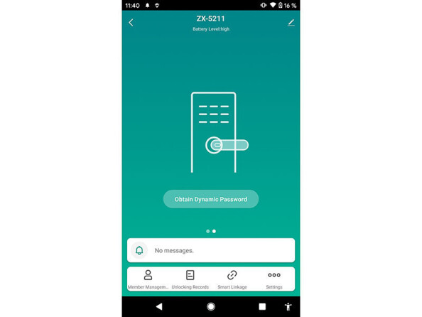 Page d'obtention d'un password dynamic sur la page de commande du cadenas intelligent