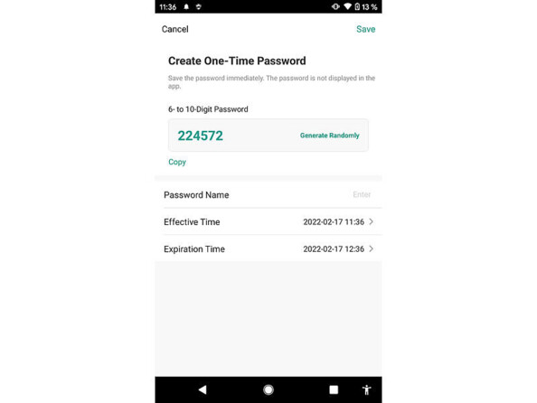 Screenshot de la création d'un mot de passe temporaire
