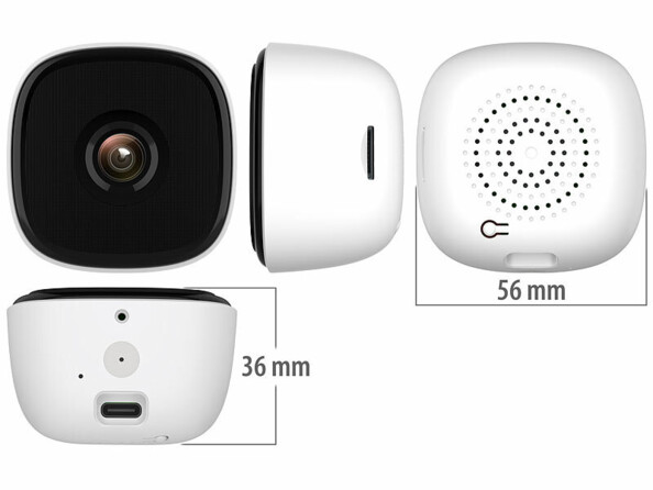 Caméra de surveillance IPC-920 avec dimensions sous divers angles