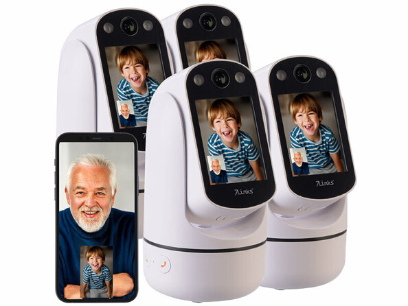 4 caméras de surveillance motorisées Pan-Tilt Full HD connectées avec écran