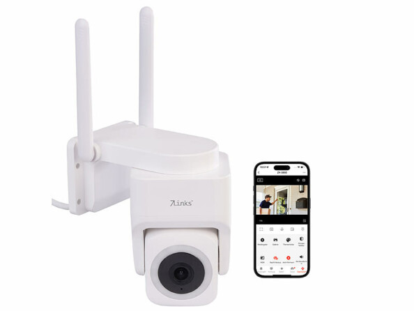 Caméra Pan-Tilt 2K avec vision nocturne infrarouge et LED blanches