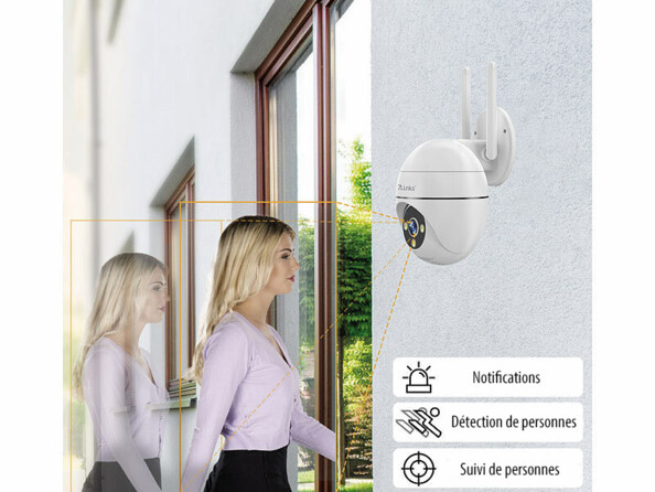 Caméra IP connectée d'extérieur 2K IPC-740 avec Pan-Tilt et suivi de personnes