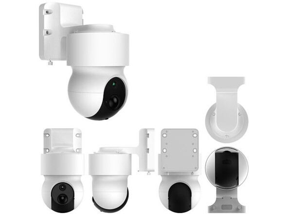 Aperçus de face, de profil, de gauche, de droite, de dessus et de dessous de la caméra de sécurité IPC-695 7-Links