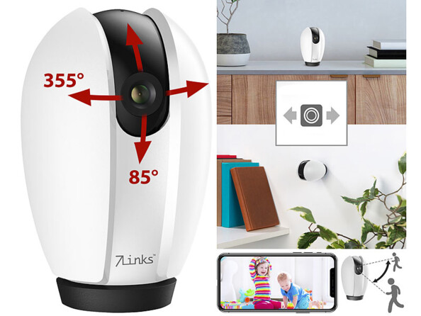 Caméra IP Pan Tilt 2K connectée avec suivi intelligent IPC-370.echo mise en situation avec les différentes fonctionnalités