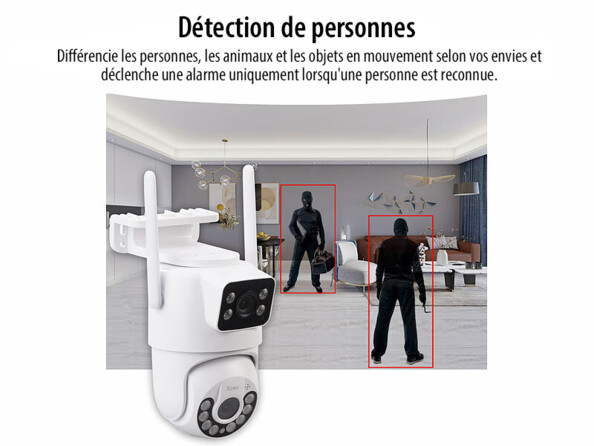 Caméra IP Pan-Tilt double objectif 2K connectée IPC-545.duo