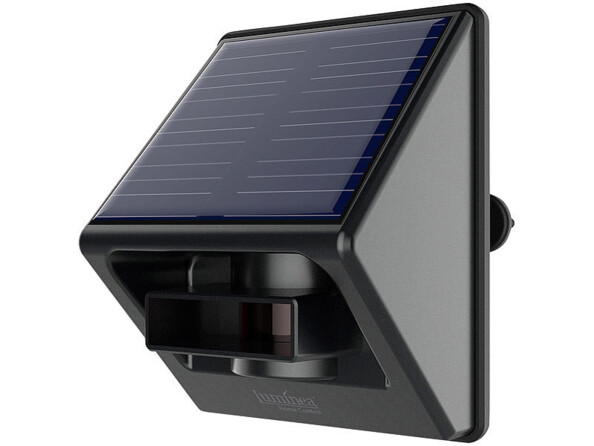 Capteur PIR triangulaire avec cellule solaire sur le dessus et accumulateur lithium-ion intégré