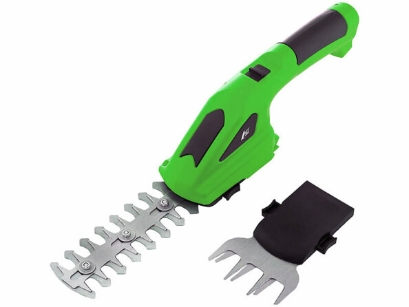 Cisaille à gazon et taille-haie électrique sans fil vu de dessus