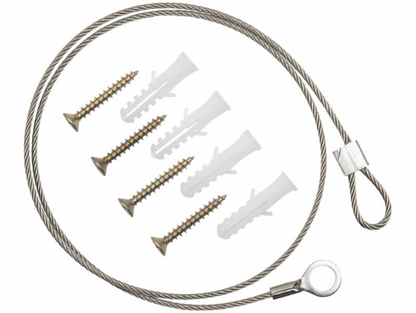 Câble en acier antivol avec 4 vis et chevilles