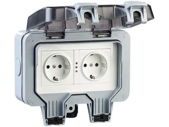 Double prise saillante d'extérieur en saillie connectée SF-530.avs avec commandes vocales