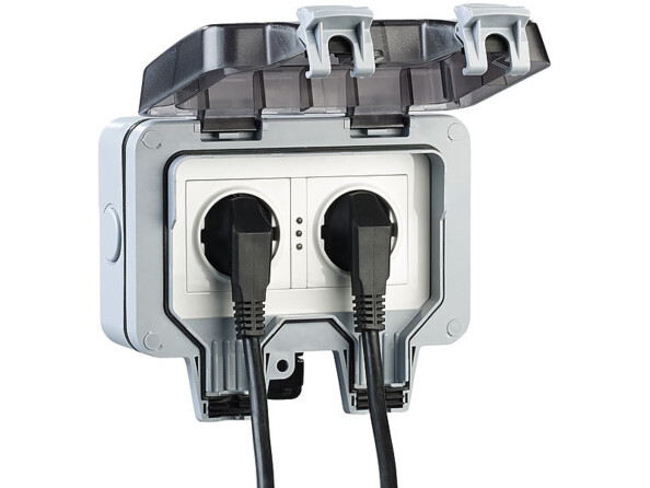 Double prise saillante d'extérieur en saillie connectée SF-530.avs avec commandes vocales