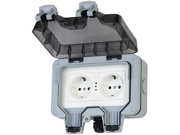 Double prise saillante d'extérieur en saillie connectée SF-530.avs avec commandes vocales