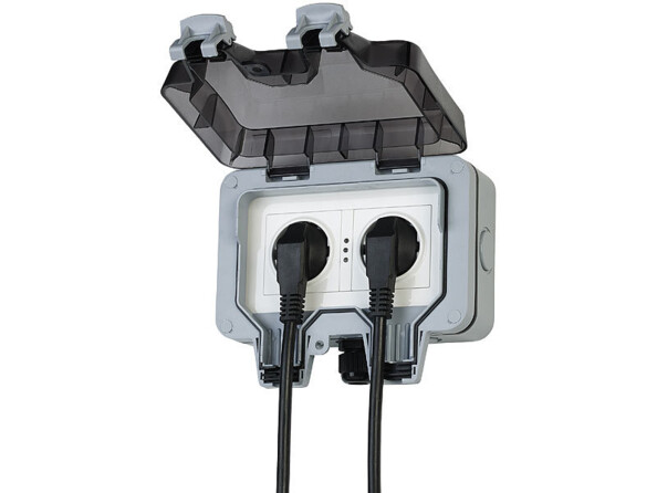 Double prise saillante d'extérieur en saillie connectée SF-530.avs avec commandes vocales