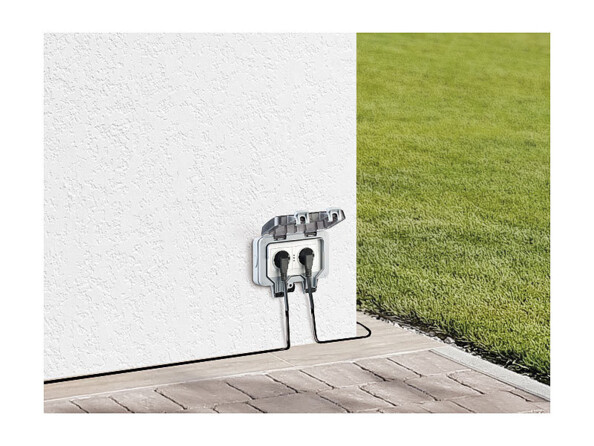 Double prise saillante d'extérieur en saillie connectée