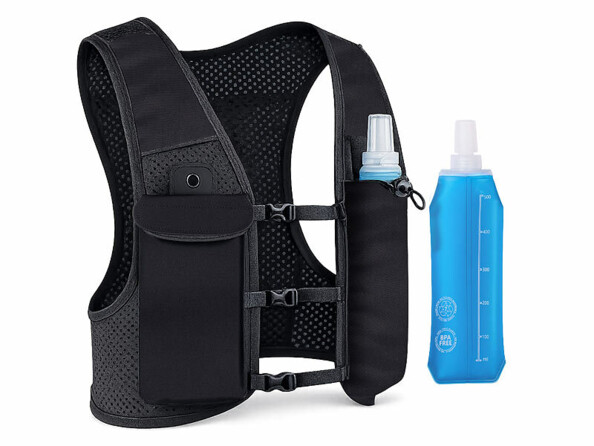 Gilet de course à pied avec flasque 500 ml vus de face