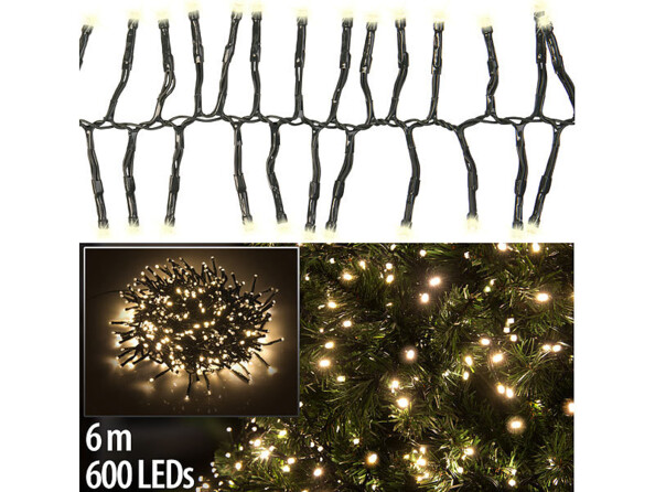 Guirlande lumineuse 600 LED - 6 m - Blanc chaud