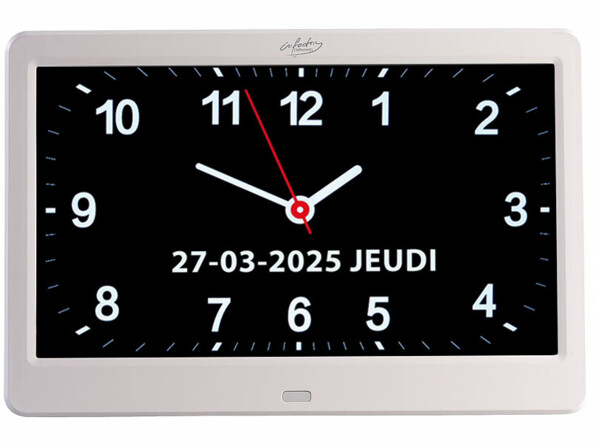 Horloge numérique 10" avec réveil et lecteur multimédia