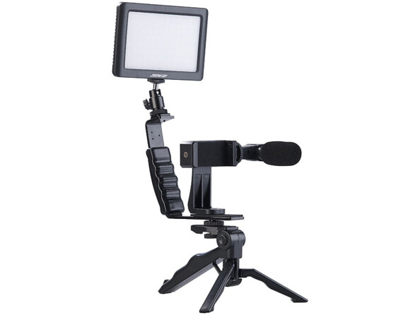 kit de vlogging avec luminosité réglable sur 17 niveaux, luminosité max. : 650 lm