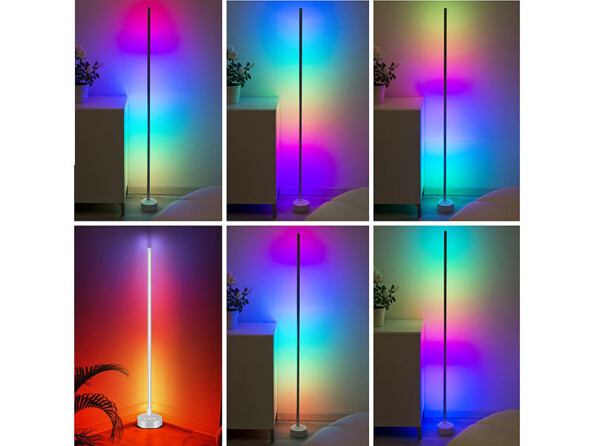 Lampe à pied LED connectée 750 lm avec commandes vocales vue des différents modes d'éclairage