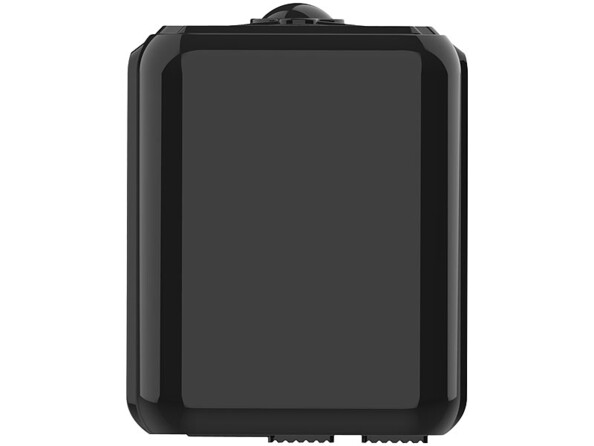 Vue du dessus de la mini caméra espion connectée avec finition noir brillant, compatible réseau Internet sans fil compatible : IEEE 802.11b/g/n (2,4 GHz) pour créer des fonctions automatiques programmables et la connecter à d'autres appareils ELESION