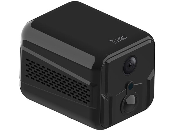 Caméra espion IPC-85.mini avec microphone et haut-parleurs intégrés sur le côté de l'appareil, objectif situé sur l'avant de la caméra cubique pour des vidéos haute résolution 1920 x 1080 px (Full HD 1080p) sur 140°