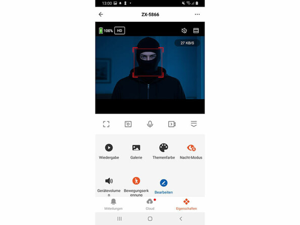 capture d'écran de l'application Elesion pour caméra