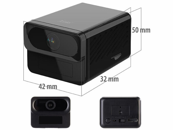 Mini caméra de surveillance connectée IPC-910 avec dimensions 50 x 42 x 32 mm