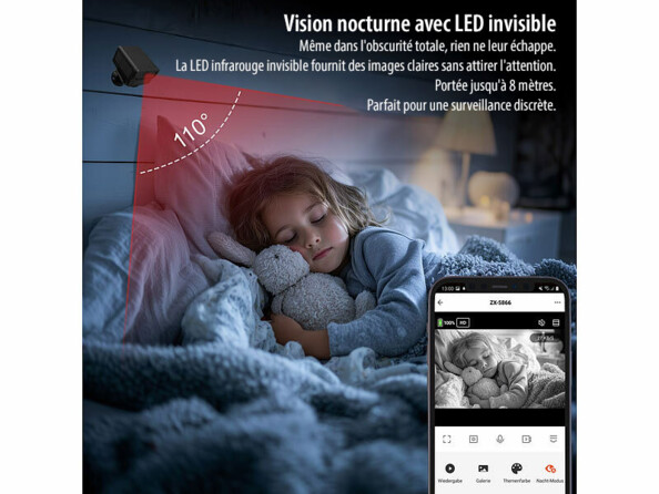 Mini caméra de surveillance connectée IPC-910 dans une chambre d'enfant