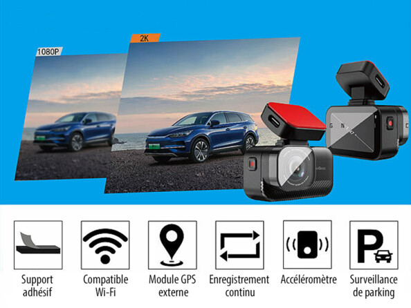 Caméra embarquée connectée 2K pour voiture