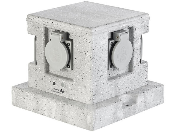 Multiprise de jardin connectée et intelligente avec 4 prises et commandes vocales aspect pierre