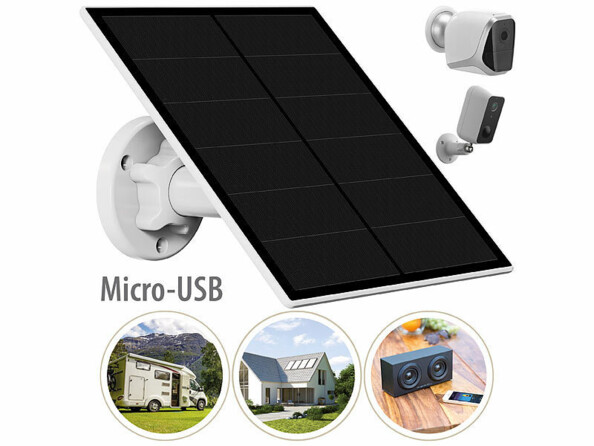 Panneau solaire 5 W pour caméra IP port Micro-USB