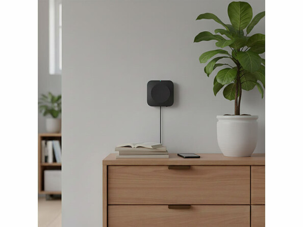 Passerelle réseau wifi avec fonction bluetooth Mesh installée sur le mur à l'intérieur d'une maison
