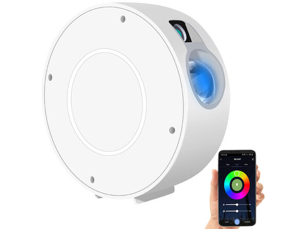 Projecteur laser et LED RVB vue de droite et de l'application