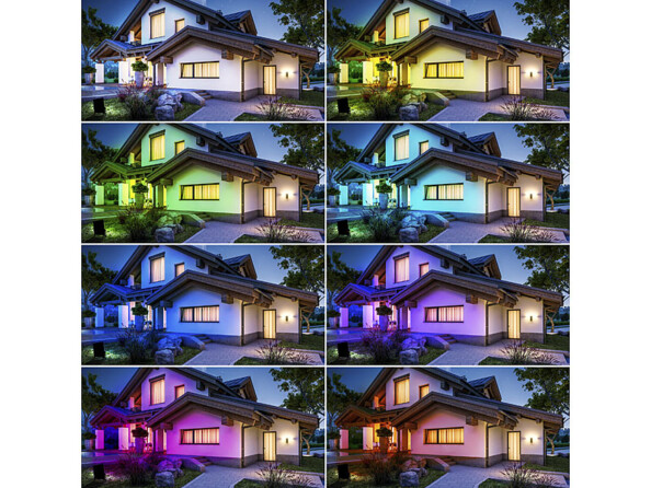 Exemples d'éclairages crées via le Projecteur LED connecté Luminea Home Control