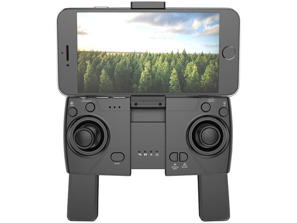 Télécommande pour drone GPS connecté pliable avec caméra 4K GH-260.fpv mise en situation avec un smartphone