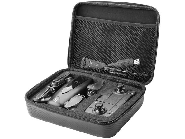 Quadricoptère GPS connecté pliable avec caméra 4K GH-260.fpv vue du drone dans sa boîte de transport