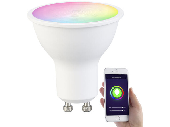 Spot LED connecté GU10 RVB/CCT compatible commandes vocales LAV-215.RVBw - 4,5W
