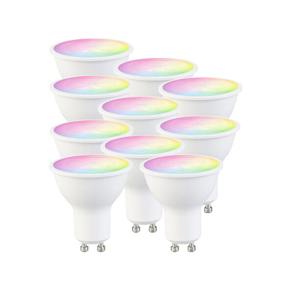 10 Spot LED connecté GU10 RVB/CCT compatible commandes vocales LAV-215.RVBw - 4,5W