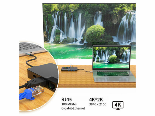 Station d'accueil USB-C HDMI 4K / USB / LAN