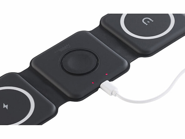 Station de chargement sans fil 15 W pour smartphone, Apple Watch, AirPods, - noir