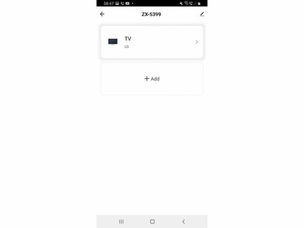 Télécommande IR connectée URC-200.dual. Vue d'ecran de l'application ELESION