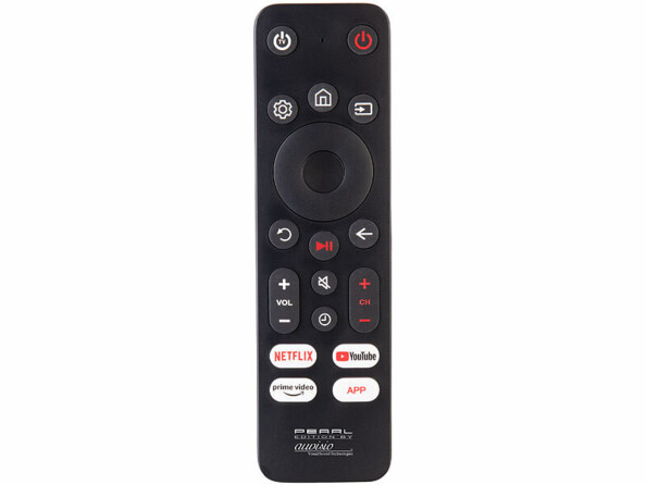 Télécommande universelle avec boutons raccourci streaming vue de face