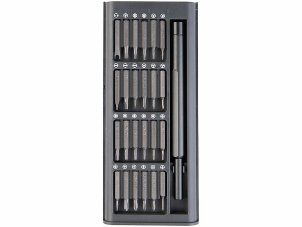 Tournevis de précision avec 25 embouts dans coffret vue de face